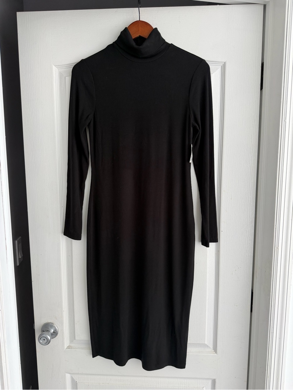 Daily ritual Classic Black Turtleneck Midi Dress